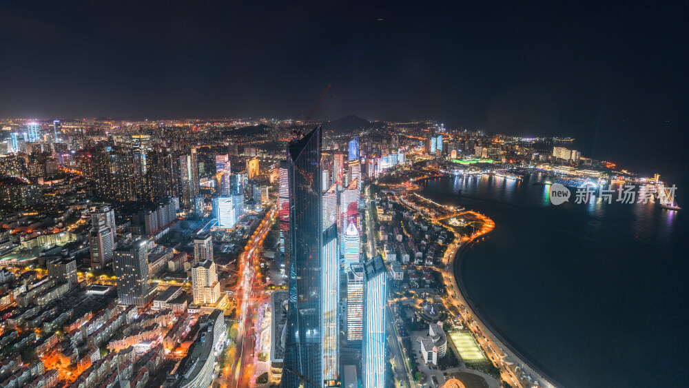 青岛城市风光日出日落火烧云