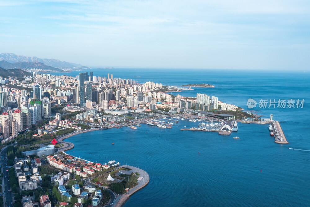 青岛城市风光日出日落火烧云