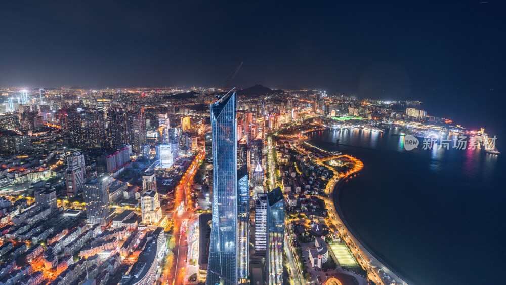 青岛城市风光日出日落火烧云