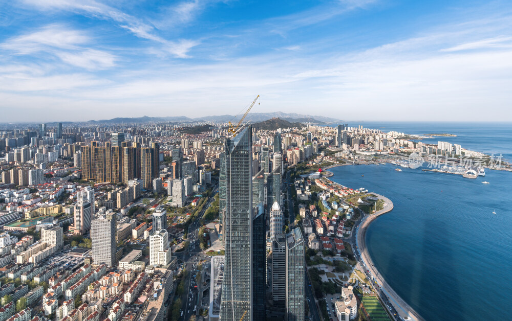 青岛城市风光日出日落火烧云