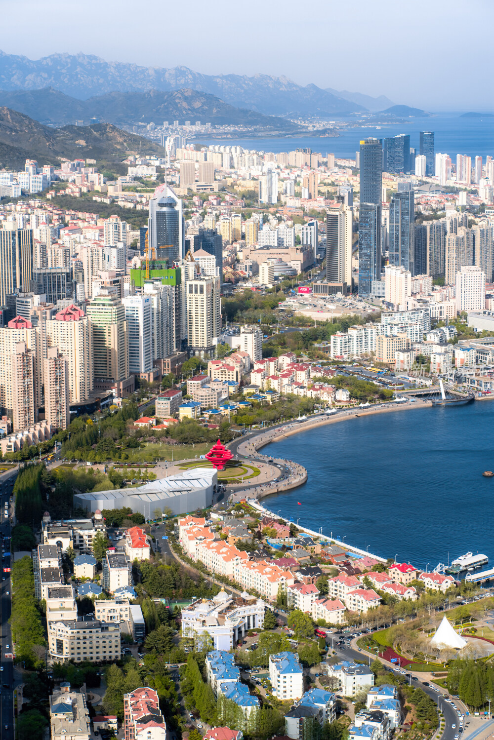 青岛城市风光日出日落火烧云
