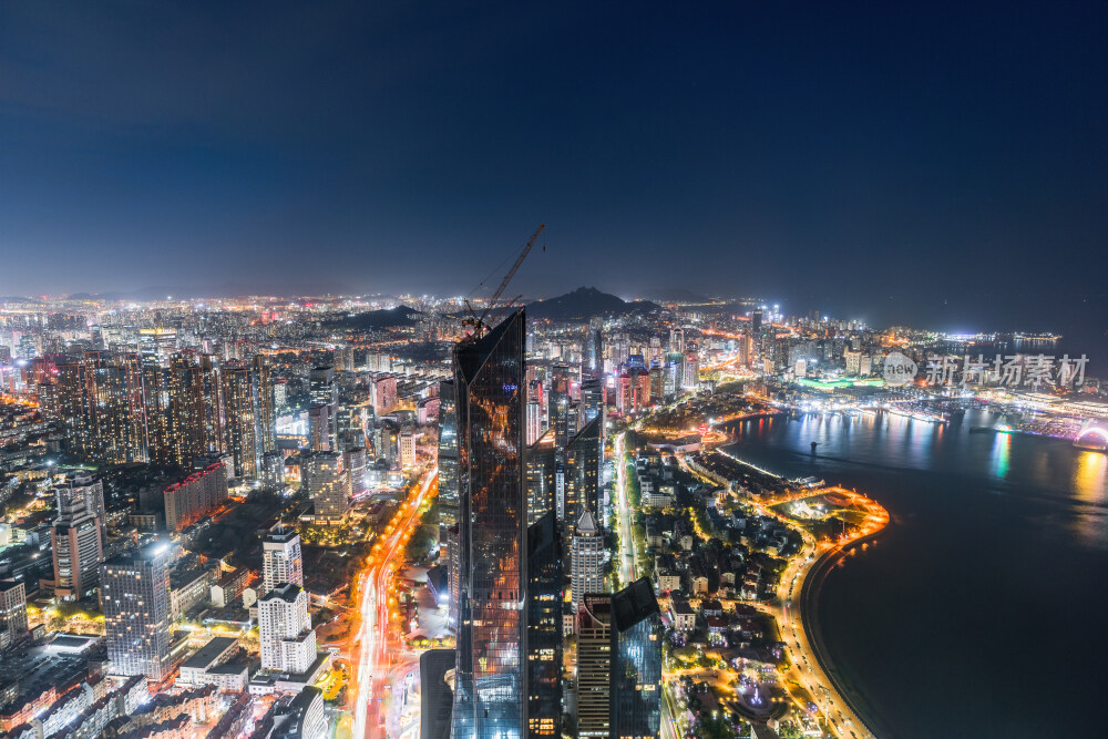 青岛城市风光日出日落火烧云