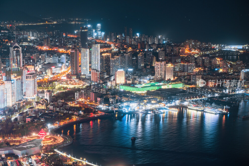 青岛城市风光日出日落火烧云