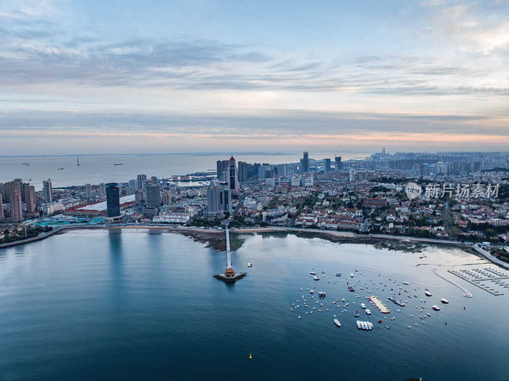 青岛城市风光日出日落火烧云