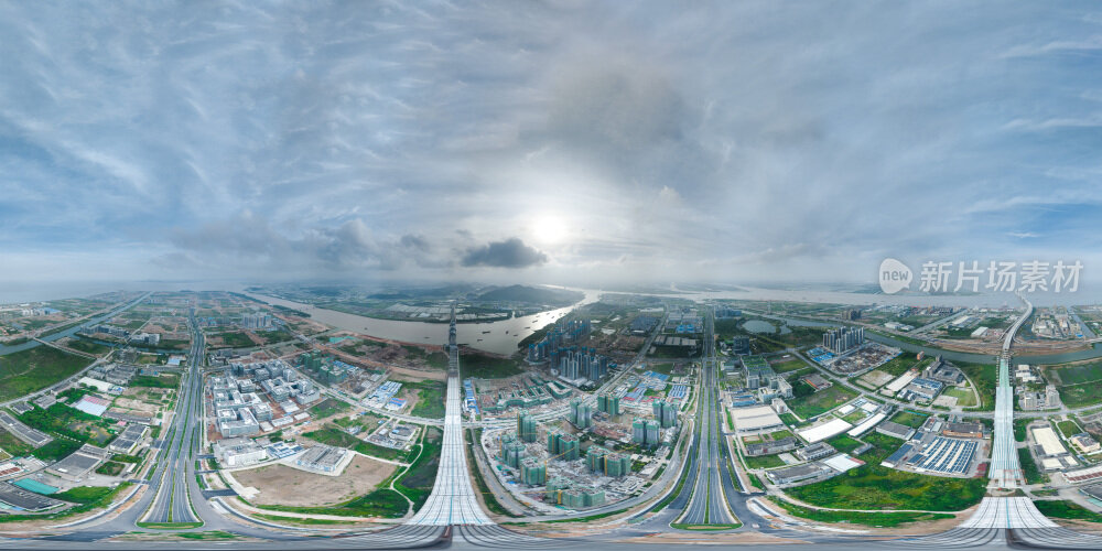 航拍广东中山翠亨新区深中通道VR全景