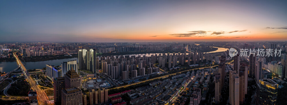 沈阳城市夜景蓝调时刻航拍
