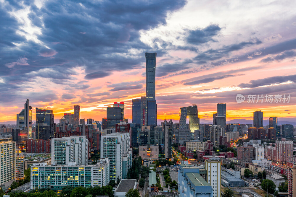北京国贸夕阳火烧云