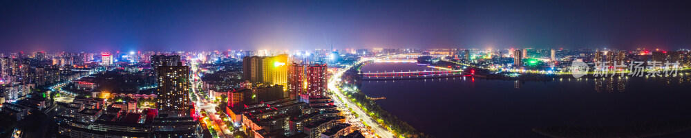 南阳夜景城市航拍全景