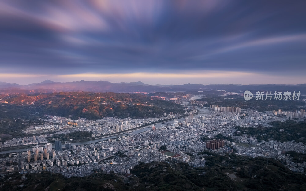 航拍宁德福鼎日落火烧云