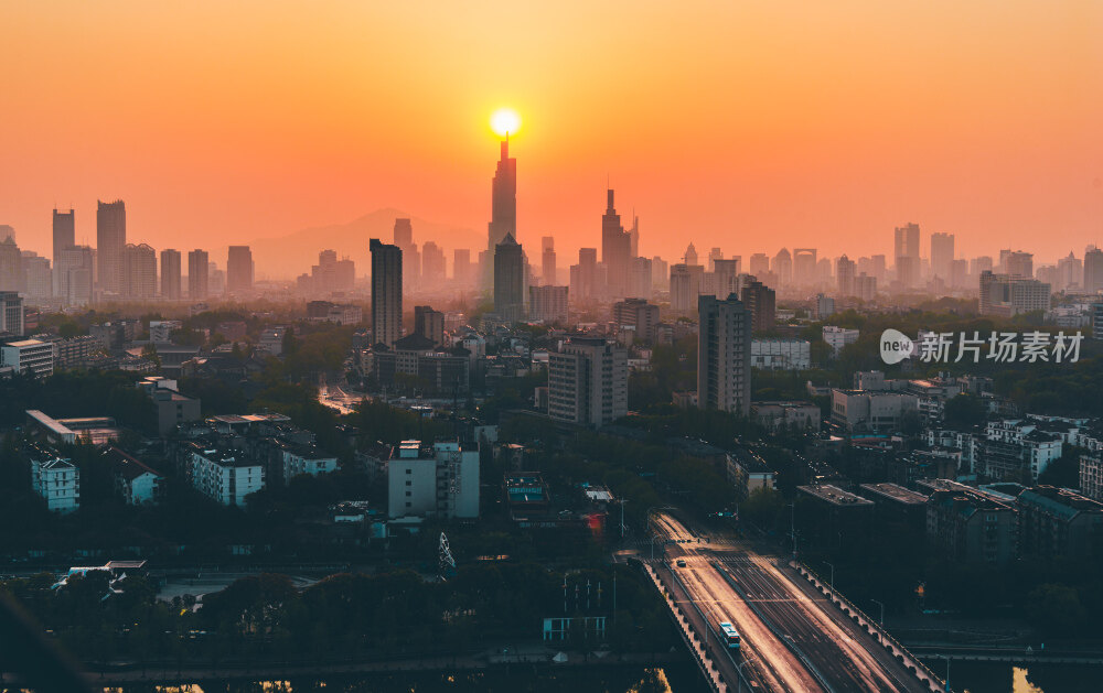 南京夜景商业交通桥梁城市金色蓝色亭子南通日落日出南京日出夕阳晚霞南京日落南京晚霞云火烧云蓝调