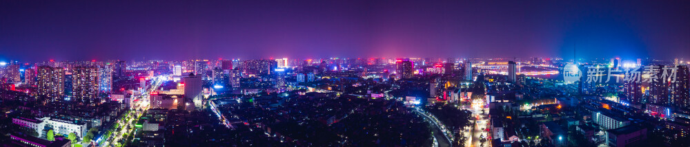 南阳城市航拍夜景全景接片