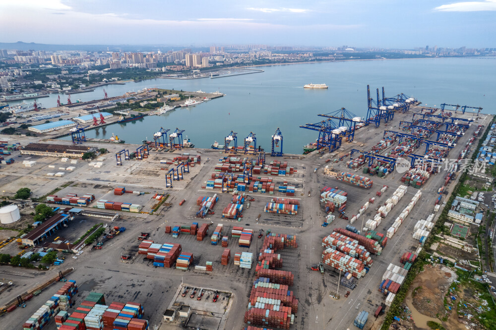 海口秀英港码头高视角航拍
