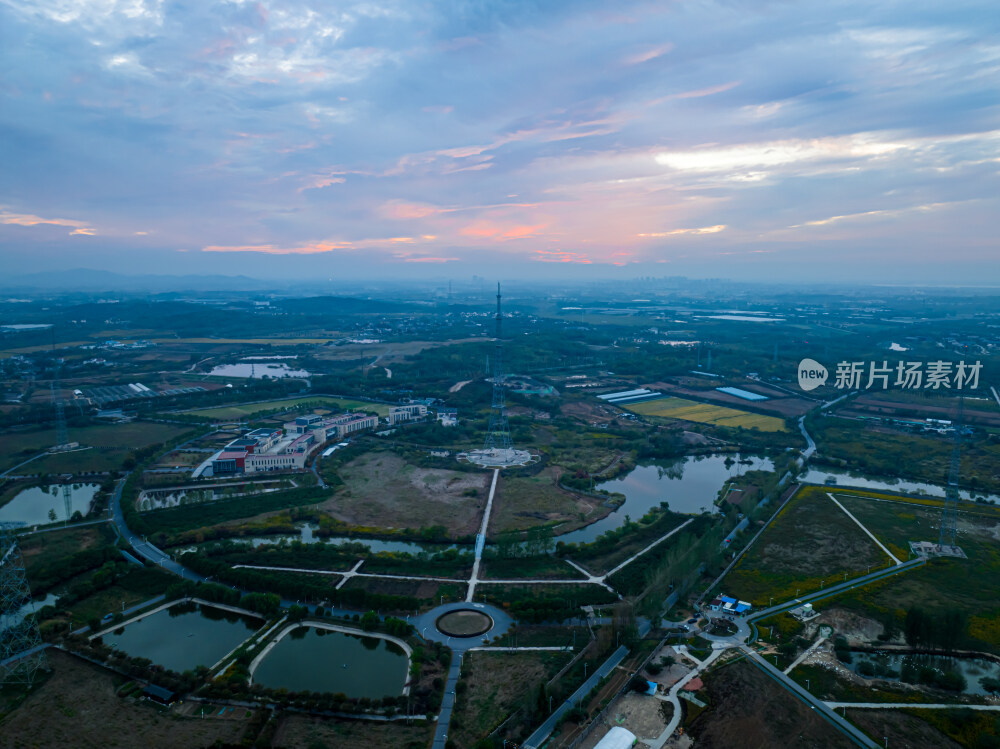南京江宁美丽田园乡村电视塔信号塔航拍
