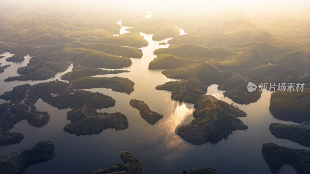 广西水库森林航拍风光