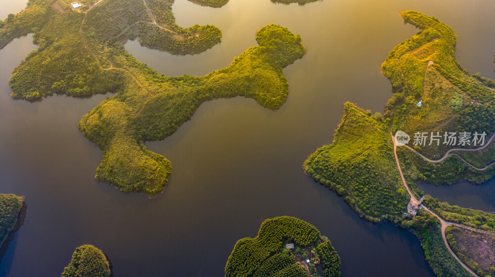 广西水库森林航拍风光