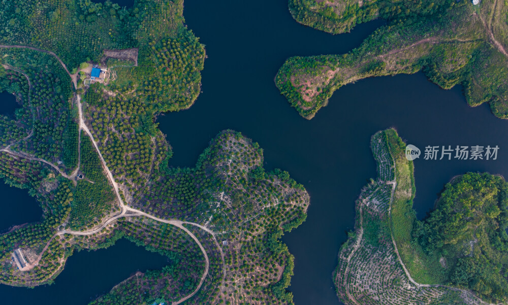 广西水库森林航拍风光