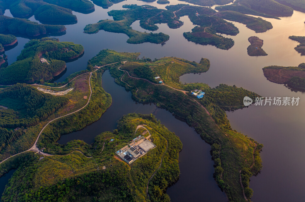广西水库森林航拍风光