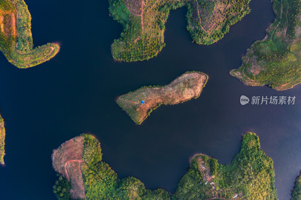 广西水库森林航拍风光
