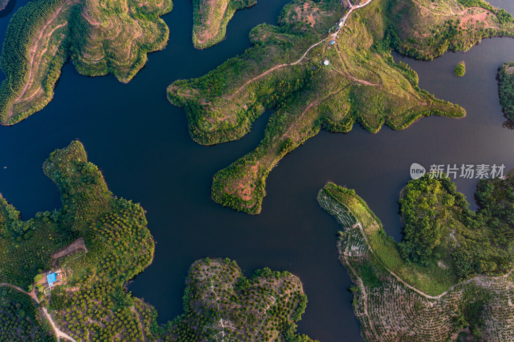 广西水库森林航拍风光