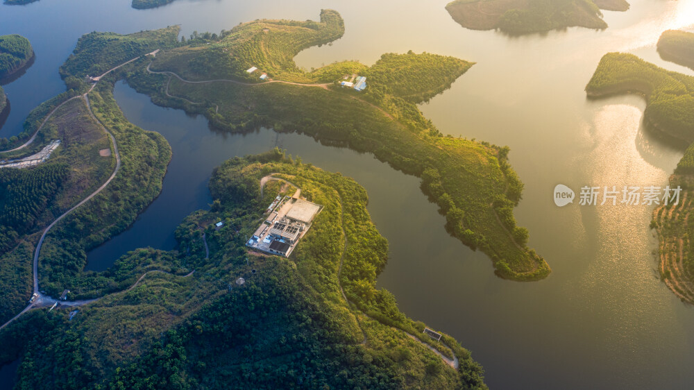 广西水库森林航拍风光