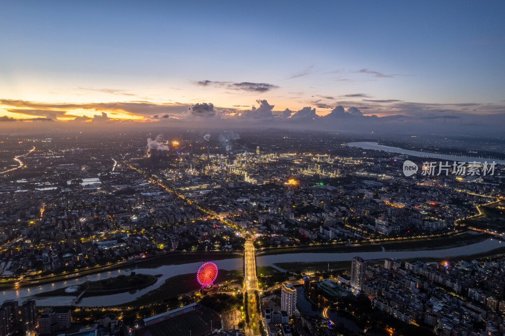 航拍茂名茂南区城市风光