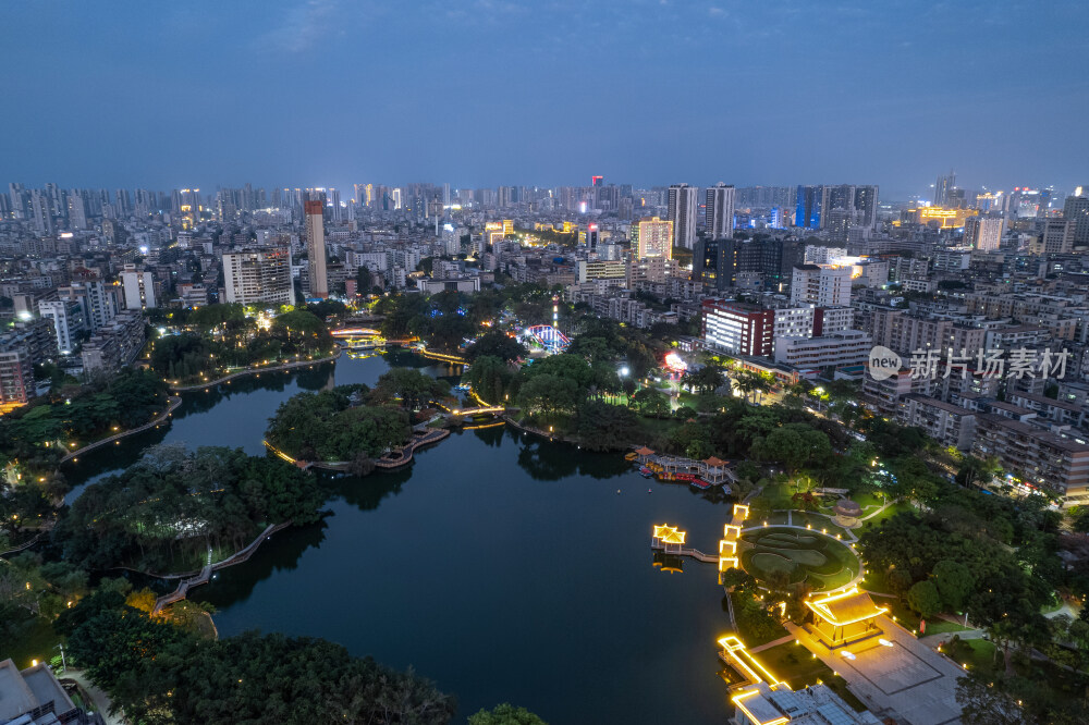航拍茂名茂南区城市风光