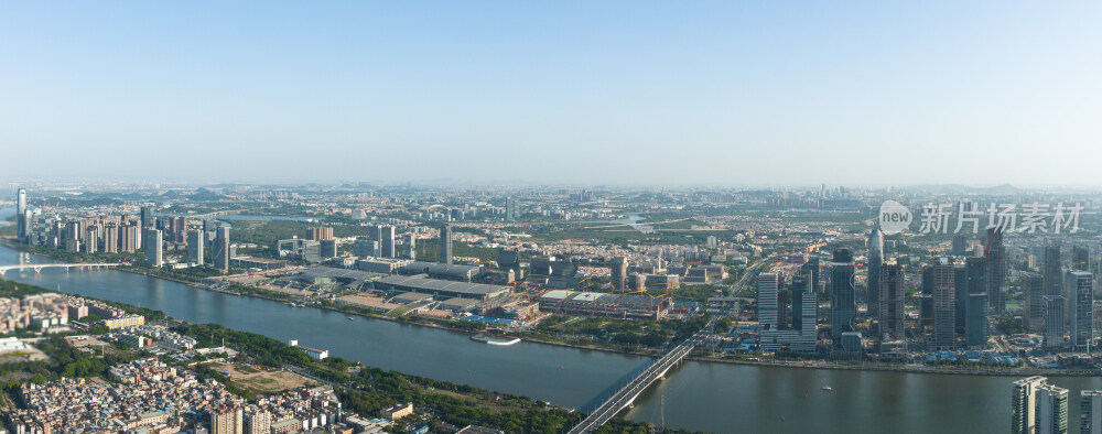 航拍全景广州琶洲新CBD及琶洲会展中心