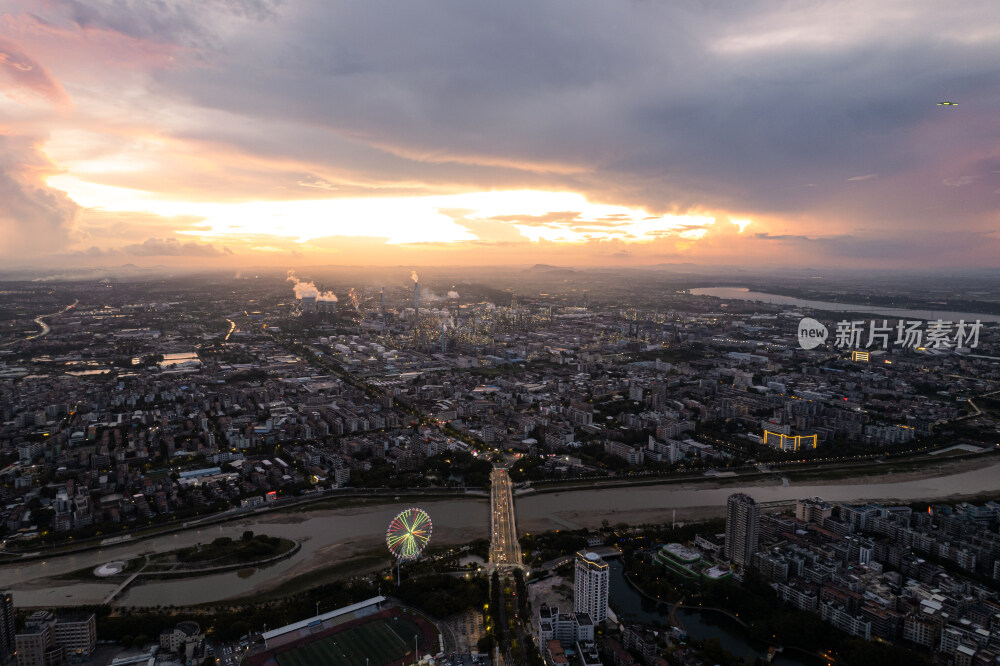 航拍茂名茂南区城市风光
