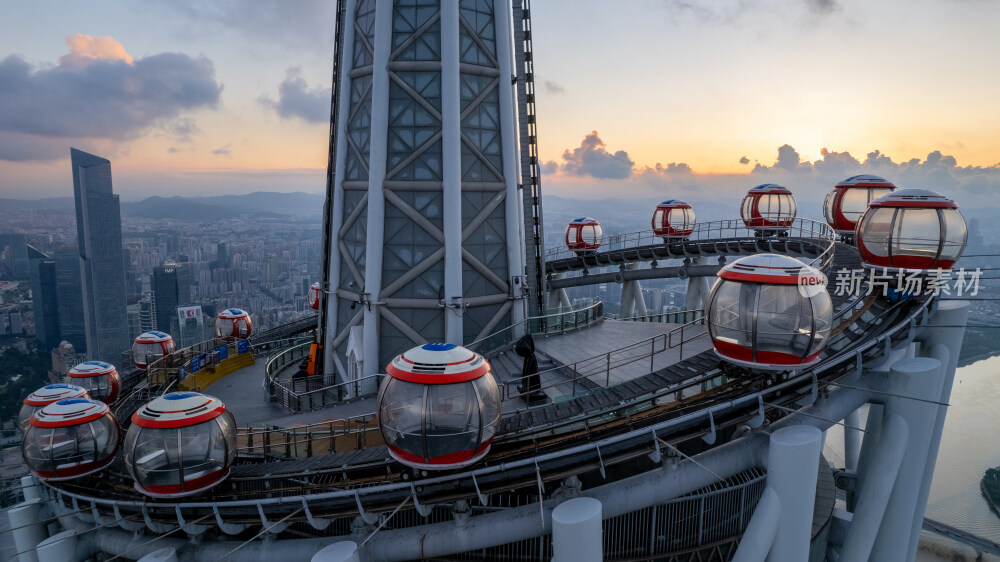 航拍广州塔摩天轮