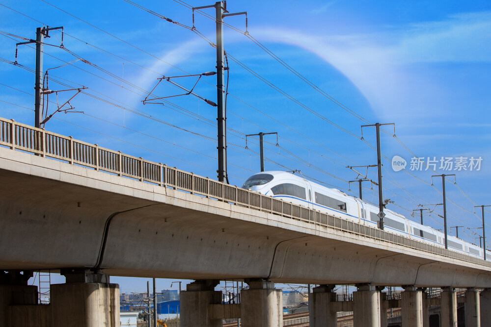 行驶中的高铁动车