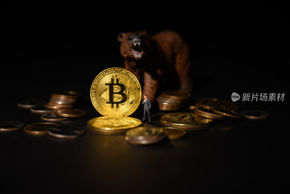 黑色背景上比特币和股市指数