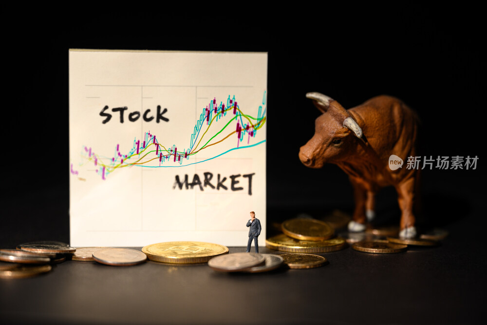 黑色背景上比特币和股市指数
