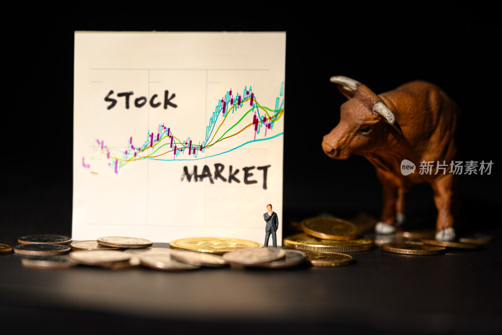 黑色背景上比特币和股市指数