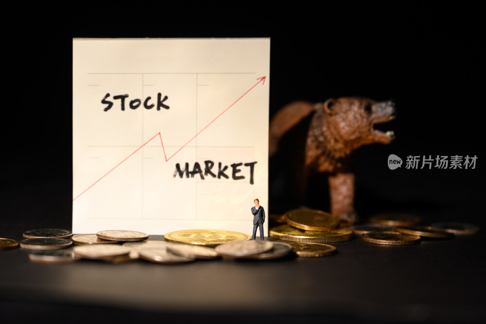 黑色背景上比特币和股市指数