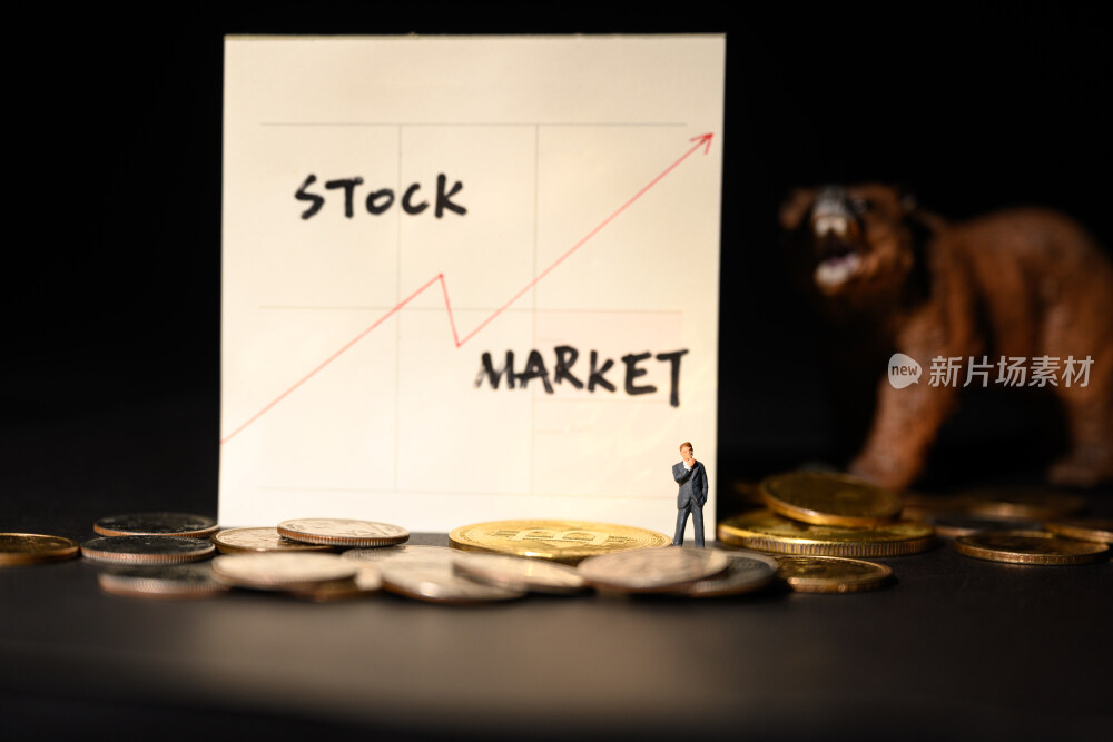 黑色背景上比特币和股市指数