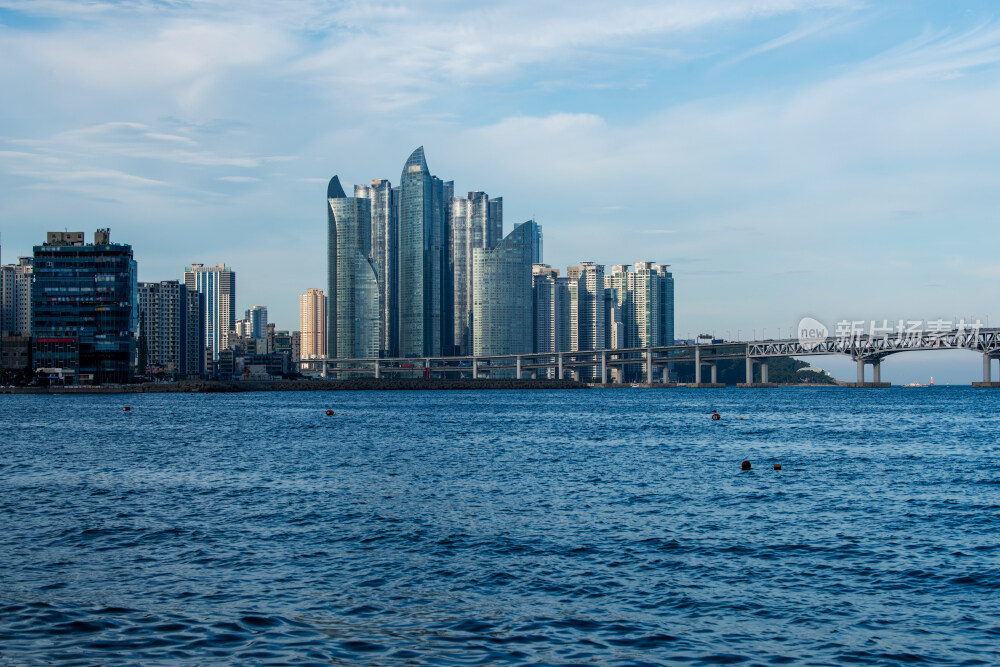韩国釜山城市海景风光