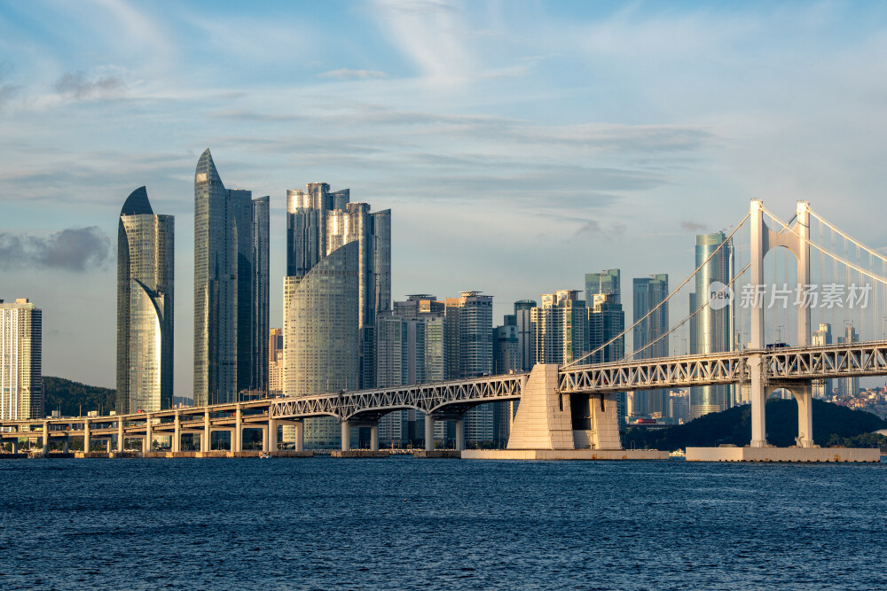 韩国釜山城市海景风光
