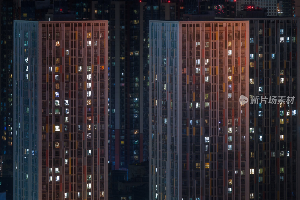 高楼林立的住宅万家灯火
