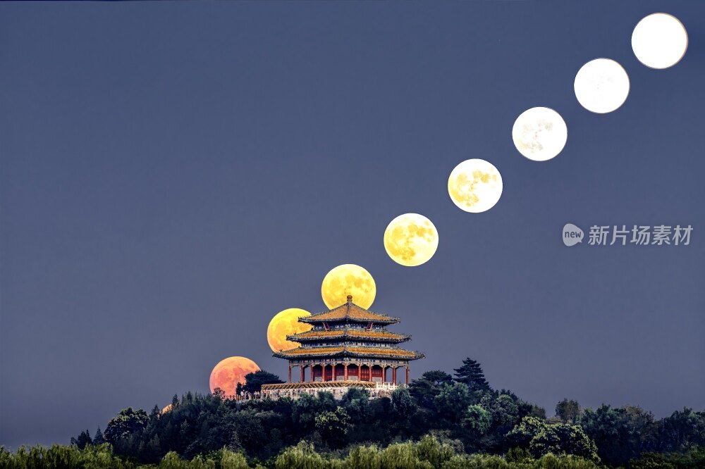 北京景山万春亭月升轨迹