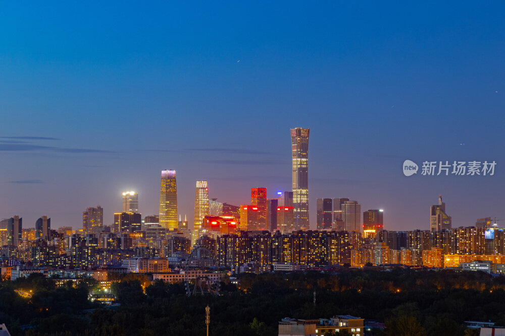 北京国贸CBD中央商务区城市夜景风光