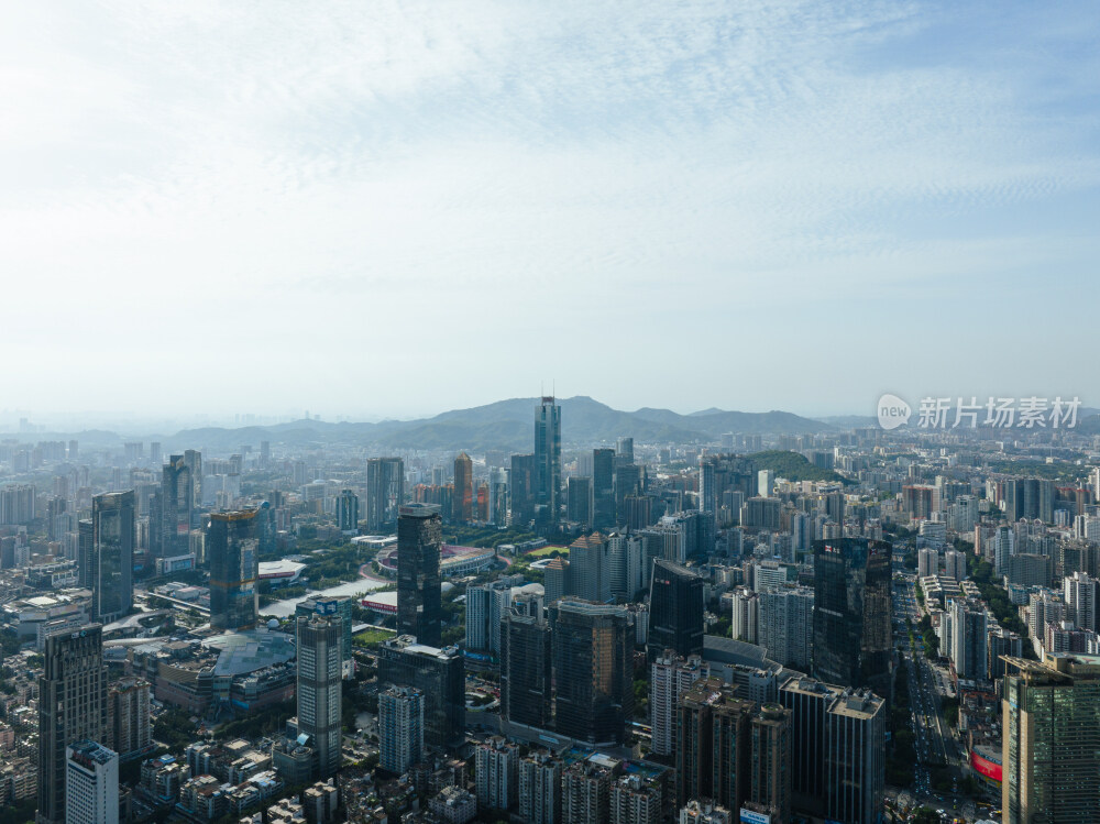 航拍日落晚霞摄影广州天河城市天际线全景