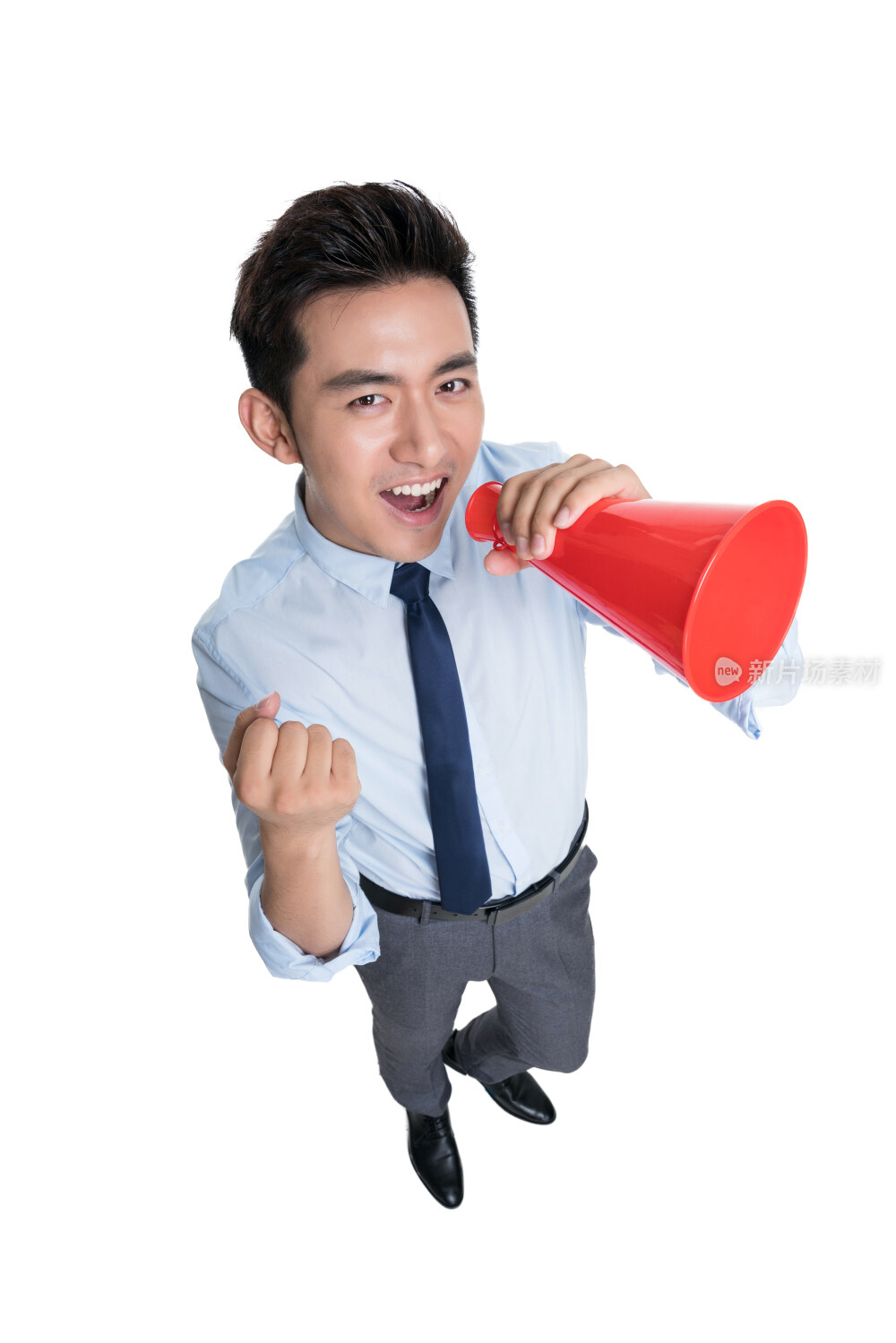 年轻商务人士拿喇叭