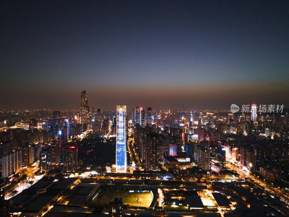航拍日落晚霞摄影广州天河城市天际线全景